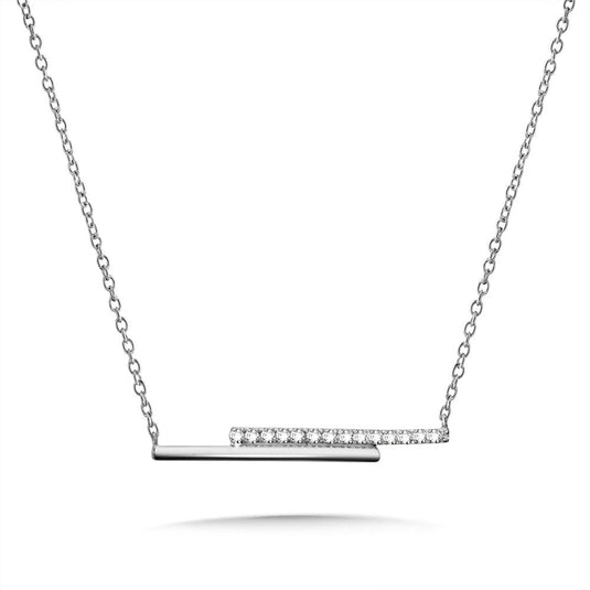 14K WHITE GOLD DIAMOND BAR PENDANT PDD2998-W