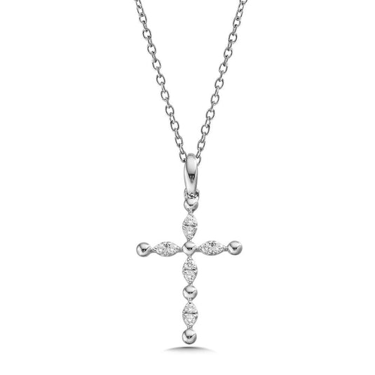 DIAMOND CROSS NECKLACE IN 14K WHITE GOLD PXD377-W