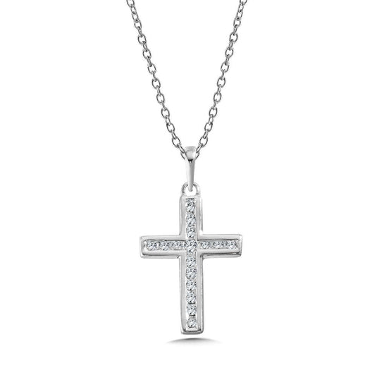 14K WHITE GOLD DIAMOND CROSS PENDANT PXD381-W