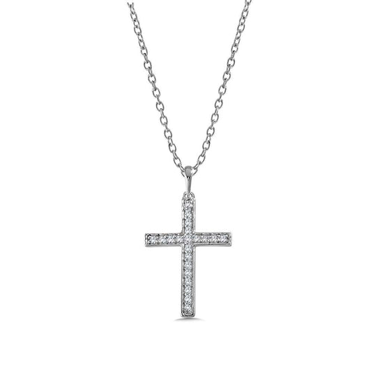 14K WHITE GOLD DIAMOND CROSS PENDANT PXD382-W