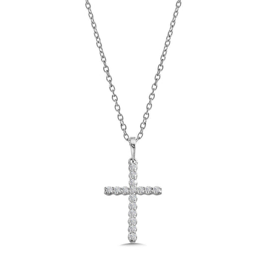 14K WHITE GOLD DIAMOND CROSS PENDANT PXD384-W