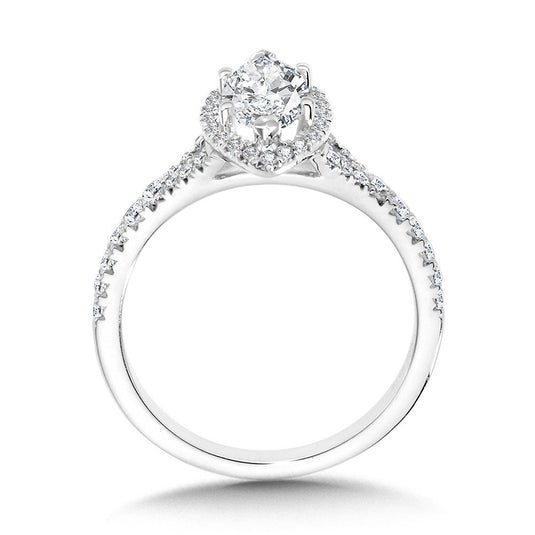MARQUISE-SHAPED SPLIT SHANK HALO ENGAGEMENT RING R1124W-SR