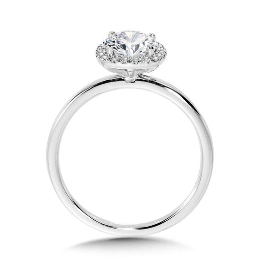 CLASSIC STRAIGHT CUSHION-SHAPED HALO ENGAGEMENT RING R1141W-SR