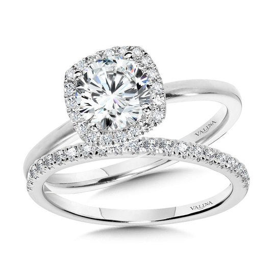 CLASSIC STRAIGHT CUSHION-SHAPED HALO ENGAGEMENT RING R1141W-SR