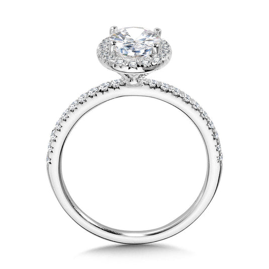 CLASSIC STRAIGHT OVAL HALO ENGAGEMENT RING R1150W-SR