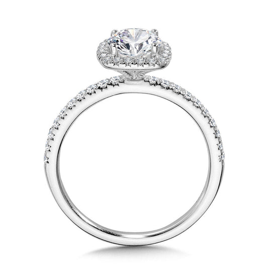 CLASSIC STRAIGHT CUSHION-SHAPED HALO ENGAGEMENT RING R1151W-SR