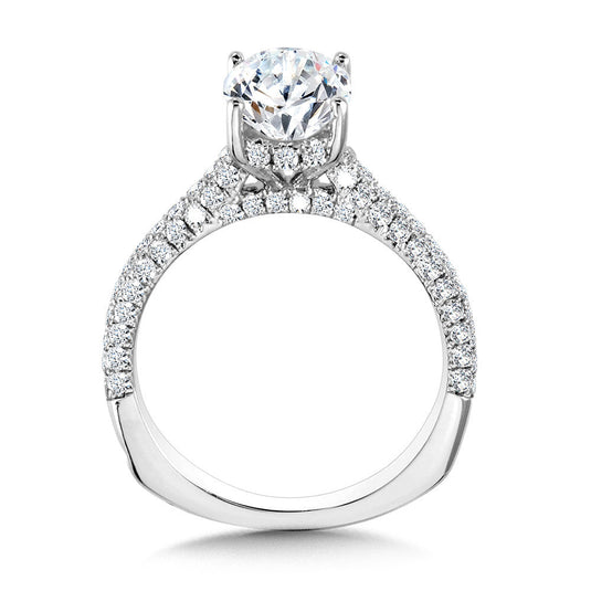 STRAIGHT PAVE-SET HIDDEN HALO DIAMOND ENGAGEMENT RING R2217W