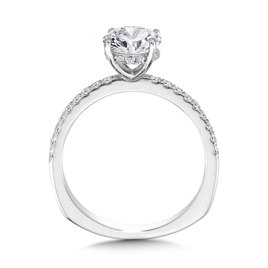 STRAIGHT HIDDEN HALO DIAMOND ENGAGEMENT RING R2239W