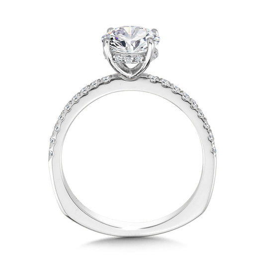 STRAIGHT HIDDEN HALO DIAMOND ENGAGEMENT RING R2239W