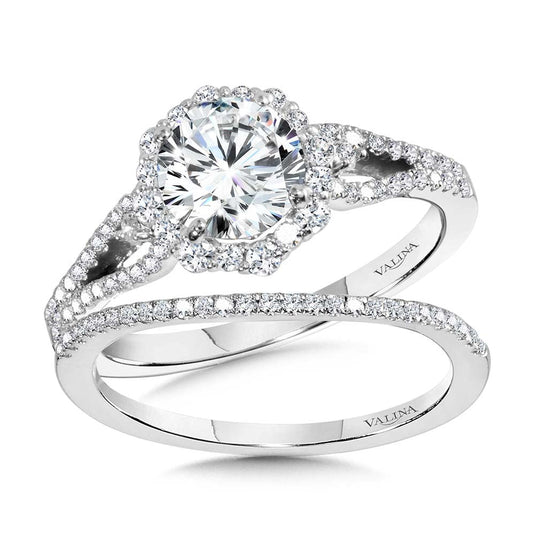 BLOOMING HALO & SPLIT SHANK DIAMOND ENGAGEMENT RING R2260W-SR
