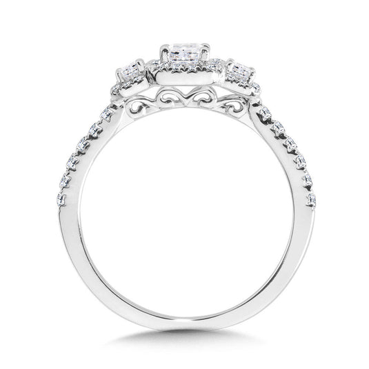 EMERALD-CUT THREE-STONE DIAMOND ENGAGEMENT RING R2262W-SR