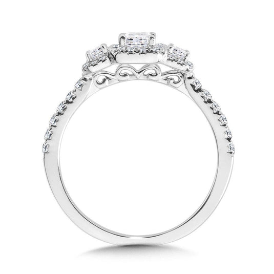 EMERALD-CUT THREE-STONE DIAMOND ENGAGEMENT RING R2262W-SR