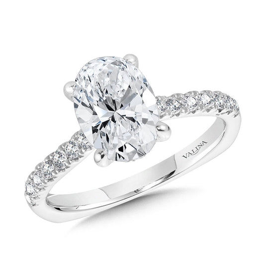 OVAL-CUT STRAIGHT HIDDEN HALO DIAMOND ENGAGEMENT RING R2305W
