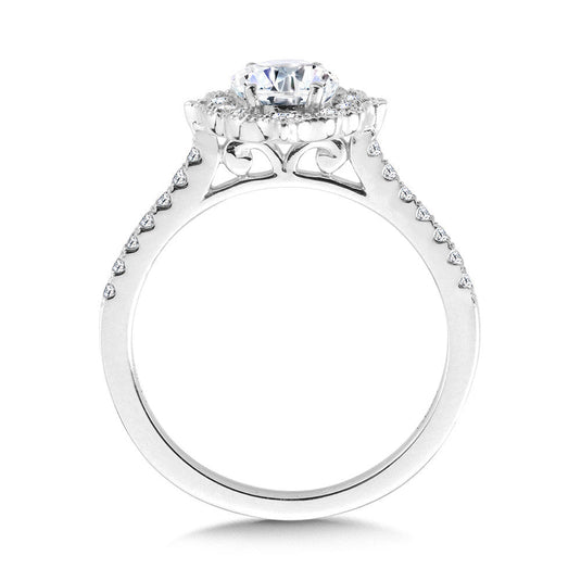 OVAL-CUT STRAIGHT HIDDEN HALO DIAMOND ENGAGEMENT RING R2314W-SR