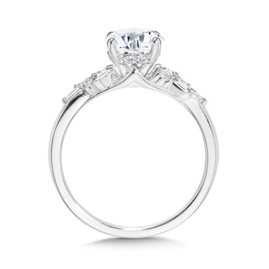 ABSTRACT BAGUETTE DIAMOND & HIDDEN HALO ENGAGEMENT RING R2406W-SR