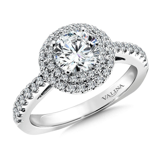 DOUBLE HALO DIAMOND ENGAGEMENT RING R9468W