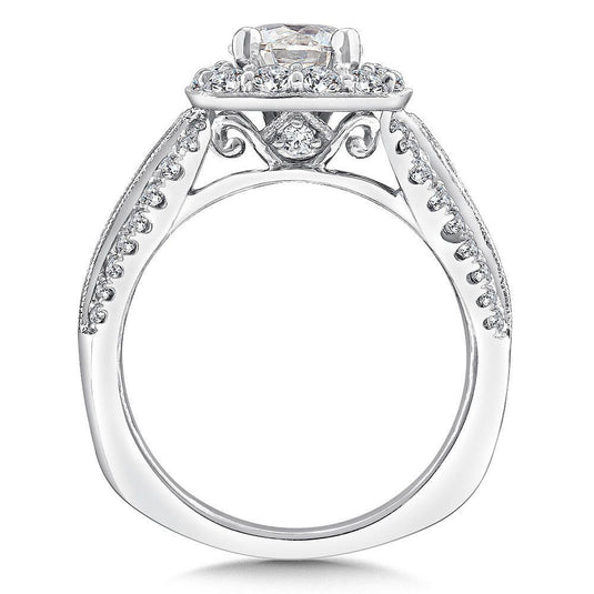 DIAMOND AND BLUE SAPPHIRE HALO ENGAGEMENT RING R9520W-BSA