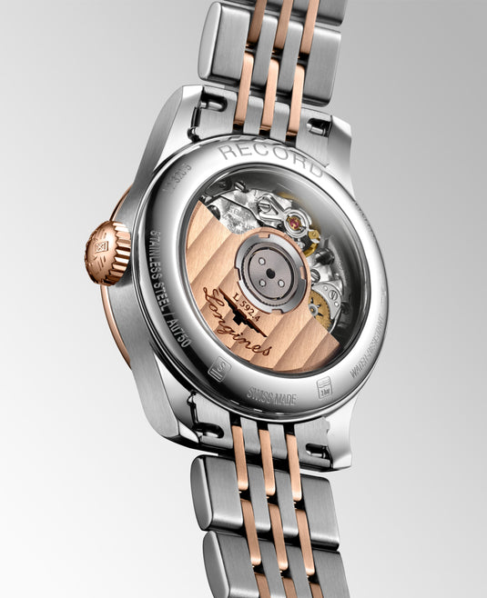Longines Record Automatic Watch, Ø 26.00 Mm, Stainless Steel And 18 Karat Pink Gold. L2.320.5.89.7