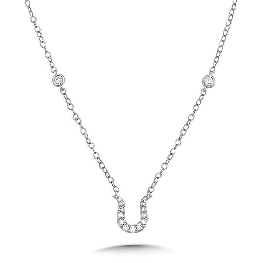 STERLING SILVER HORSESHOE DIAMOND ENHANCER NECKLACE PSD007-W