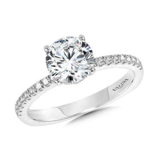 STRAIGHT HIDDEN HALO DIAMOND ENGAGEMENT RING R2239W