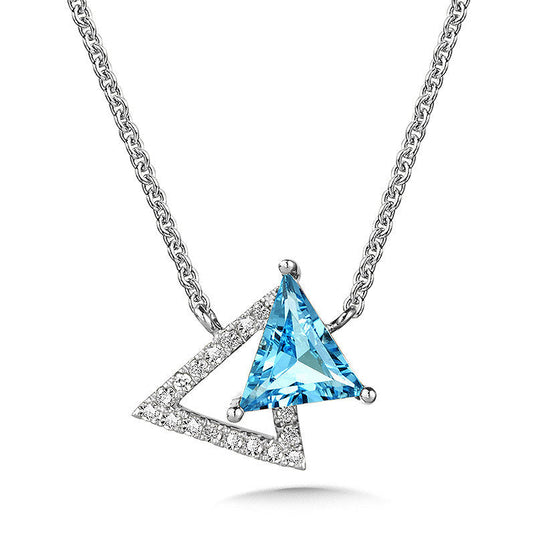SWISS BLUE TOPAZ AND DIAMOND TRIANGLE NECKLACE CGP167W-DBT