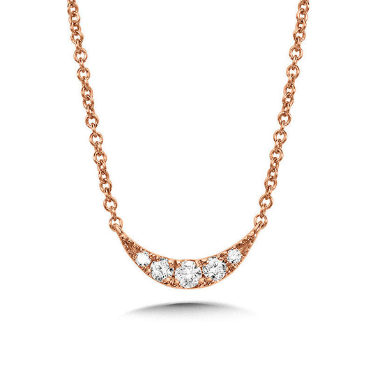 14K ROSE GOLD TILTED CRESCENT MOON DIAMOND NECKLACE PDD3081-P