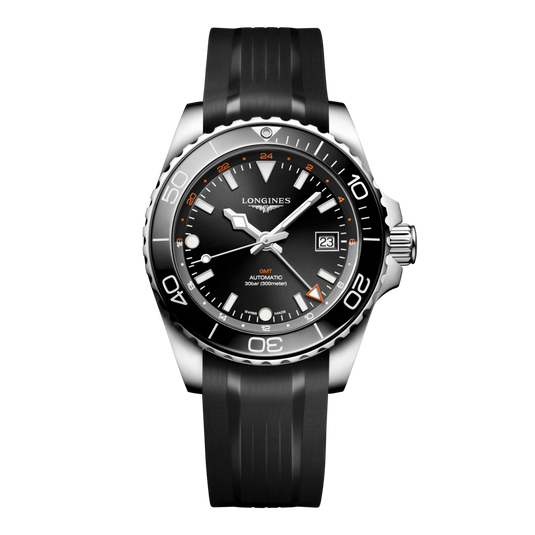 Longines Hydroconquest Gmt Automatic Watch, Ø 41.00 Mm, Stainless Steel And Ceramic Bezel. L3.790.4.56.9