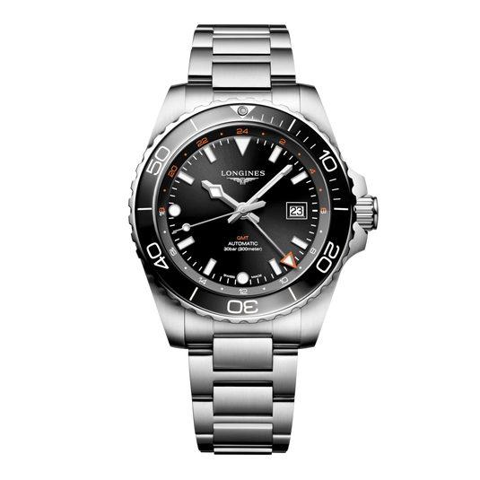 Longines Hydroconquest Gmt Automatic Watch, Ø 43.00 Mm, Stainless Steel And Ceramic Bezel. L3.890.4.56.6