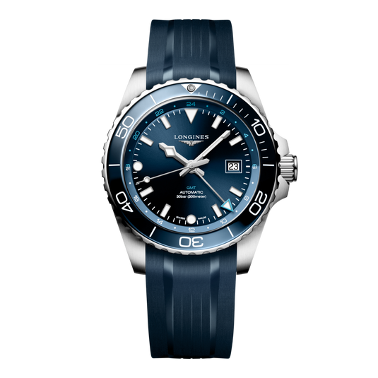 Longines Hydroconquest Gmt Automatic Watch, Ø 43.00 Mm, Stainless Steel And Ceramic Bezel. L3.890.4.96.9