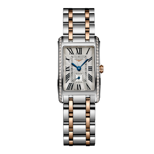 Longines Dolcevita Quartz Watch, 20.80 X 32.00 Mm, Stainless Steel With 18 Karat Pink Gold Crown. L5.255.5.79.7