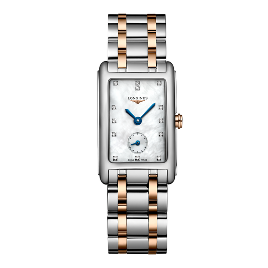 Longines Dolcevita Quartz Watch, 23.30 X 37.00 Mm, Stainless Steel With 18 Karat Pink Gold Crown. L5.512.5.87.7