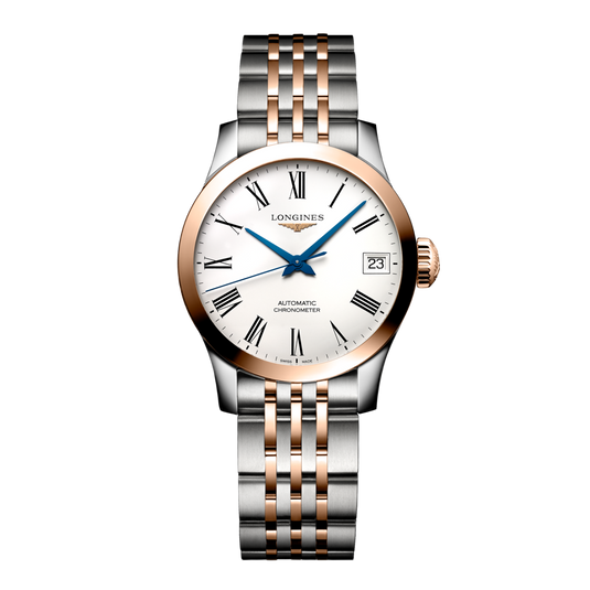 Longines Record Automatic Watch, Ø 26.00 Mm, Stainless Steel And 18 Karat Pink Gold Cap 200. L2.320.5.11.7