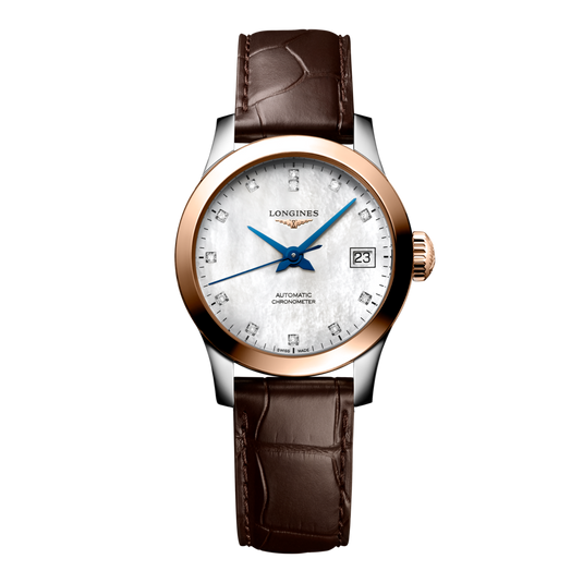 Longines Record Automatic Watch, Ø 26.00 Mm, Stainless Steel And 18 Karat Pink Gold Cap 200. L2.320.5.87.2