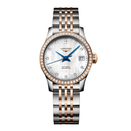 Longines Record Automatic Watch, Ø 26.00 Mm, Stainless Steel And 18 Karat Pink Gold. L2.320.5.89.7