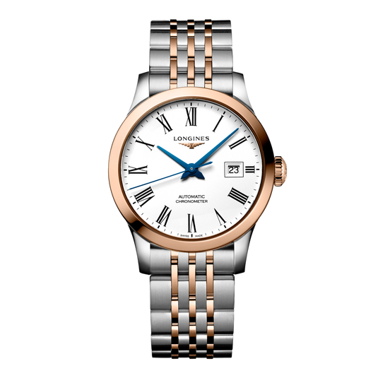 Longines Record Automatic Watch, Ø 30.00 Mm, Stainless Steel And 18 Karat Pink Gold Cap 200. L2.321.5.11.7