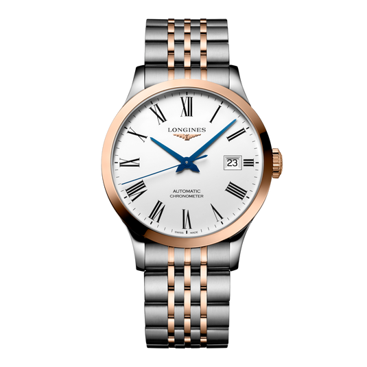 Longines Record Automatic Watch, Ø 38.50 Mm, Stainless Steel And 18 Karat Pink Gold Cap 200. L2.820.5.11.7