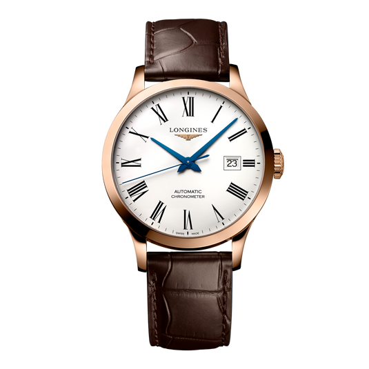 Longines Record Automatic Watch, Ø 38.50 Mm, 18 Karat Pink Gold. L2.820.8.11.2