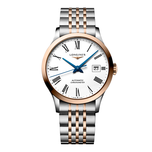 Longines Record Automatic Watch, Ø 40.00 Mm, Stainless Steel And 18 Karat Pink Gold Cap 200. L2.821.5.11.7
