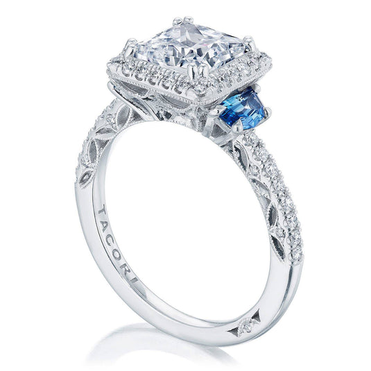 Tacori Princess 3-Stone Engagement Ring with Blue Sapphire 269217PR7BS