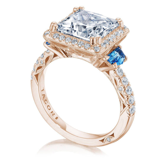 Tacori Princess 3-Stone Engagement Ring with Blue Sapphire 269322PR9BS