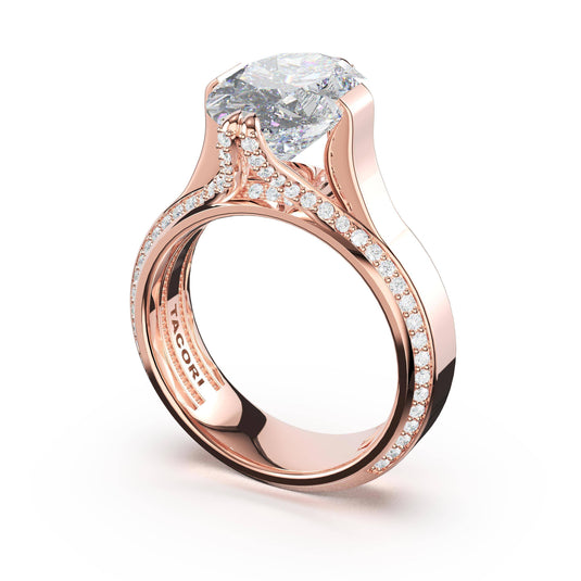 Tacori Oval Wide Band Solitaire Engagement Ring in 14kt Rose Gold 4266OV125X9