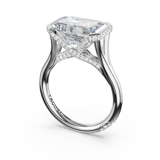 Tacori Emerald East-West Semi Bezel Solitaire Engagement Ring in 14kt White Gold 42524EC11X8