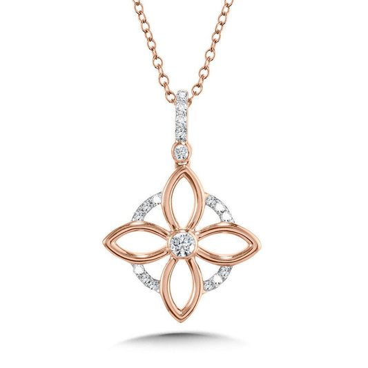 10K DANGLING FLORAL DIAMOND PENDANT PDD3524-1P