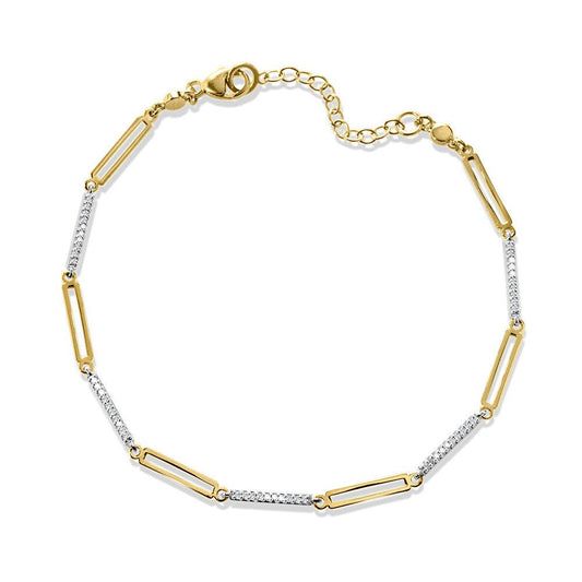 10K TWO TONE GOLD DIAMOND PAPERCLIP LOOPS BRACELET LDD428-1WY