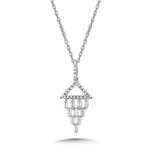 PAVE DIAMOND AND BAGUETTE KITE PENDANT PDD3077-W