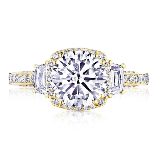 Tacori Round with Cushion 3-Stone Engagement Ring 2663CU8