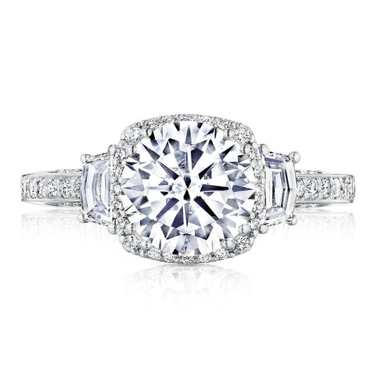 Tacori Round with Cushion 3-Stone Engagement Ring 2663CU8