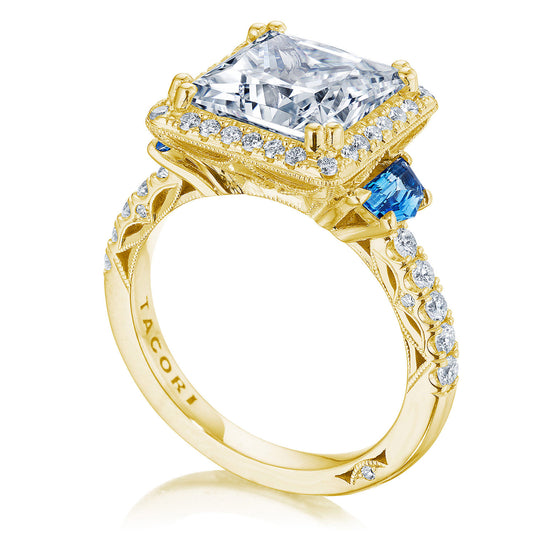 Tacori Princess 3-Stone Engagement Ring with Blue Sapphire 269322PR9BS