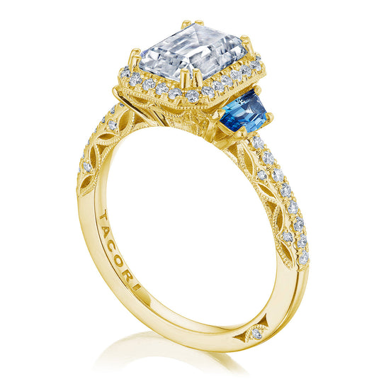 Tacori Emerald 3-Stone Engagement Ring with Blue Sapphires 269217EC8X6BS