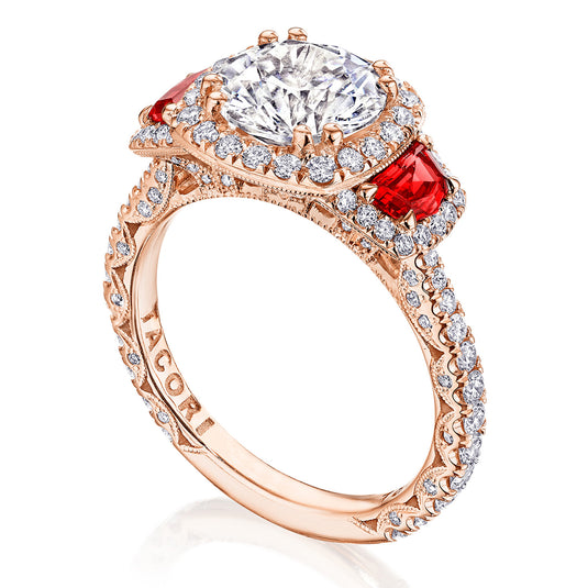 Tacori Round with Cushion 3-Stone Engagement Ring HT2679CU8BS